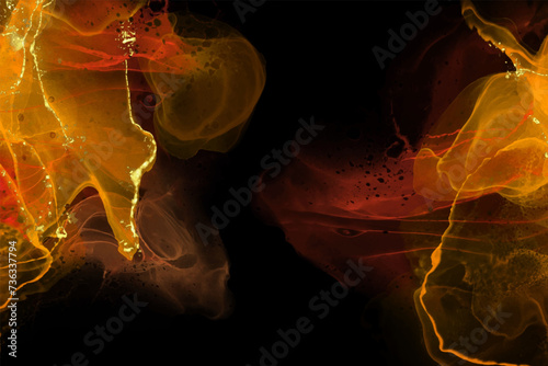 Luxury red, black, gold background marble liquid ink art. Vector illustration.