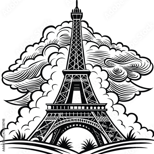 Eiffel tower vector illustration, Eiffel Tower isolated on white background