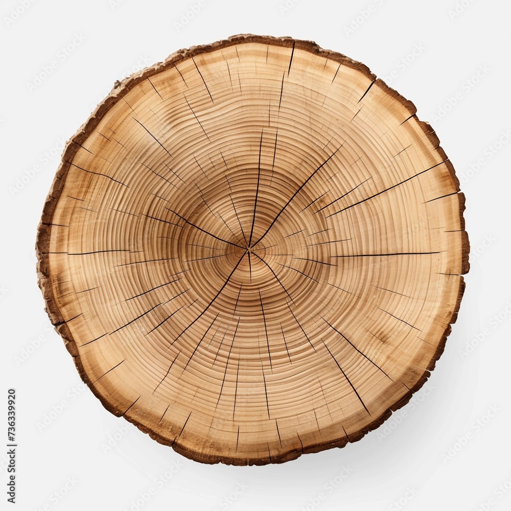 Obraz premium Round wooden tree slice trunk stump wood, lumber, wood
