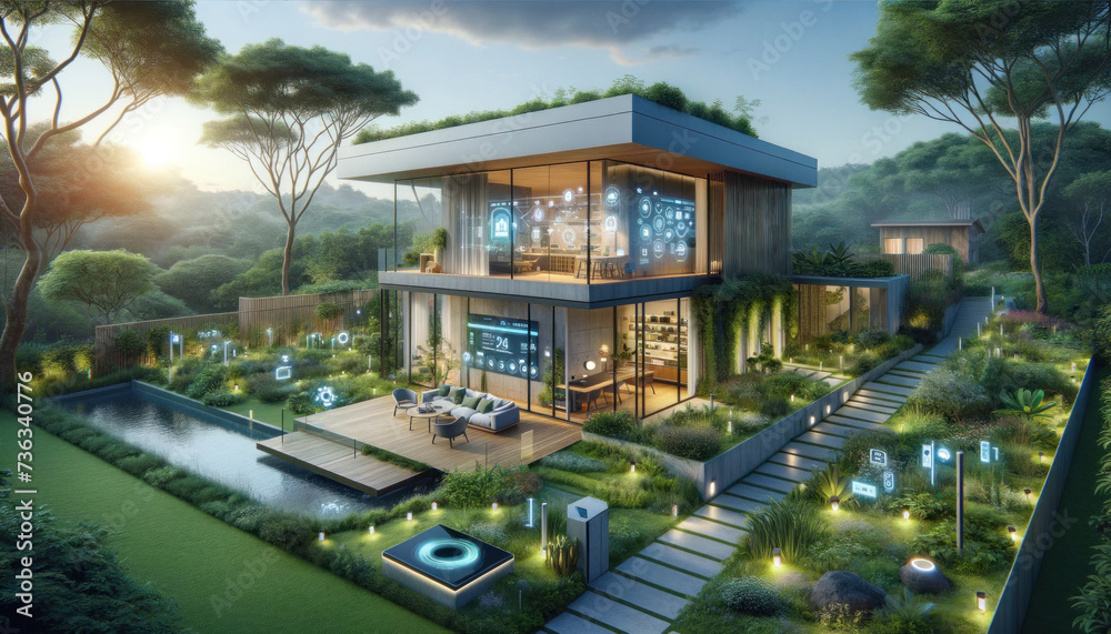 Eco-Friendly Smart House in Lush Greenery