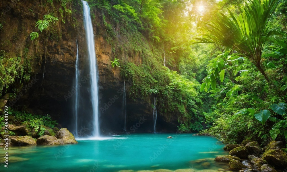 River deep in mountain forest, amazing nature River deep in mountain forest, amazing nature