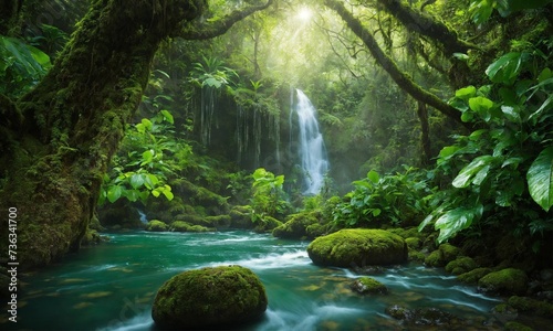 River deep in mountain forest  amazing nature