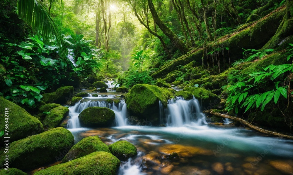 River deep in mountain forest, amazing nature River deep in mountain forest, amazing nature