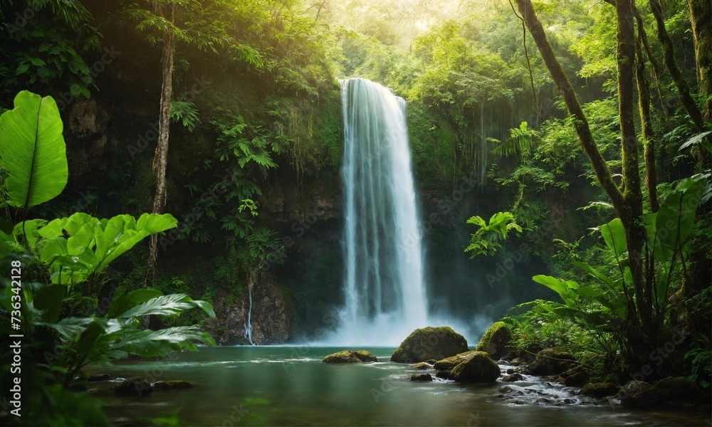 River deep in mountain forest, amazing nature River deep in mountain forest, amazing nature