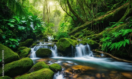 River deep in mountain forest, amazing nature