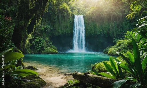 River deep in mountain forest, amazing nature