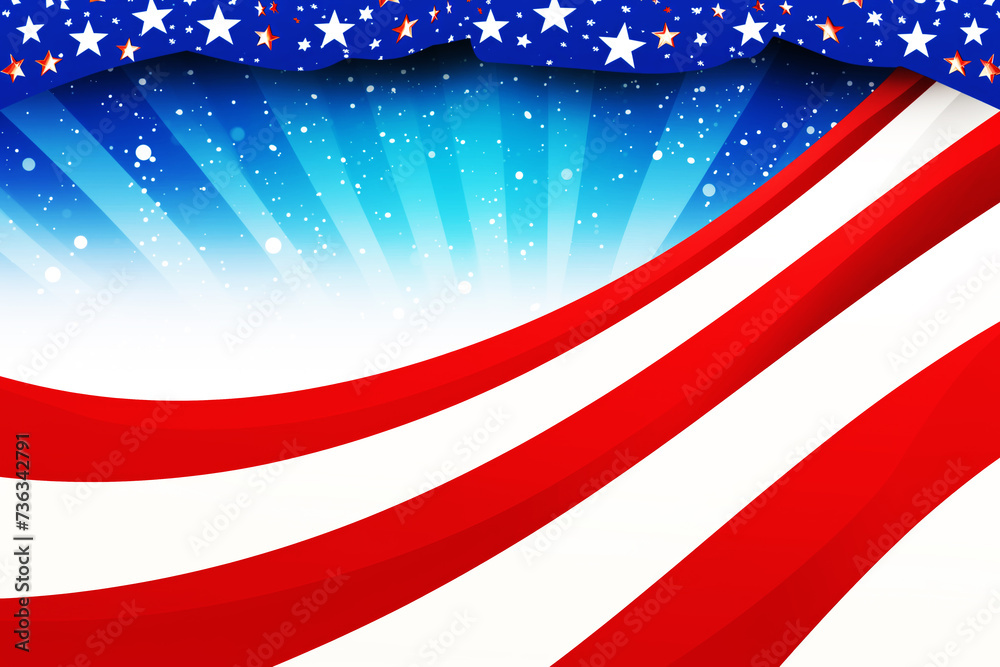 AI Generated Image. Illustrative banner with copy space and American flag. USA election concept AI Generated Image. Illustrative banner with copy space and American flag. USA election concept
