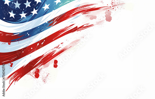AI Generated Image. Illustrative banner with copy space and American flag. USA election concept