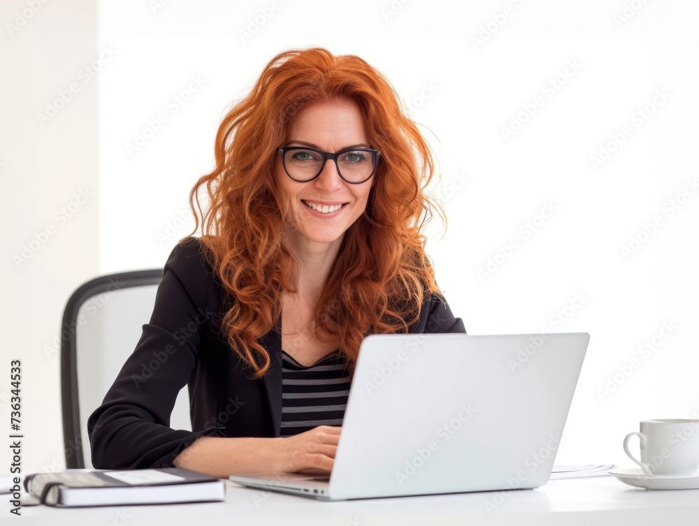 Happiness, laptop and typing professional woman, advocate or government attorney reading feedback review. Corporate research, law firm and business lawyer working on legal project development plan Happiness, laptop and typing professional woman, advocate or government attorney reading feedback review. Corporate research, law firm and business lawyer working on legal project development plan