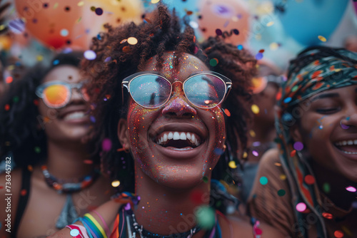 Portrait of an African woman at a street party