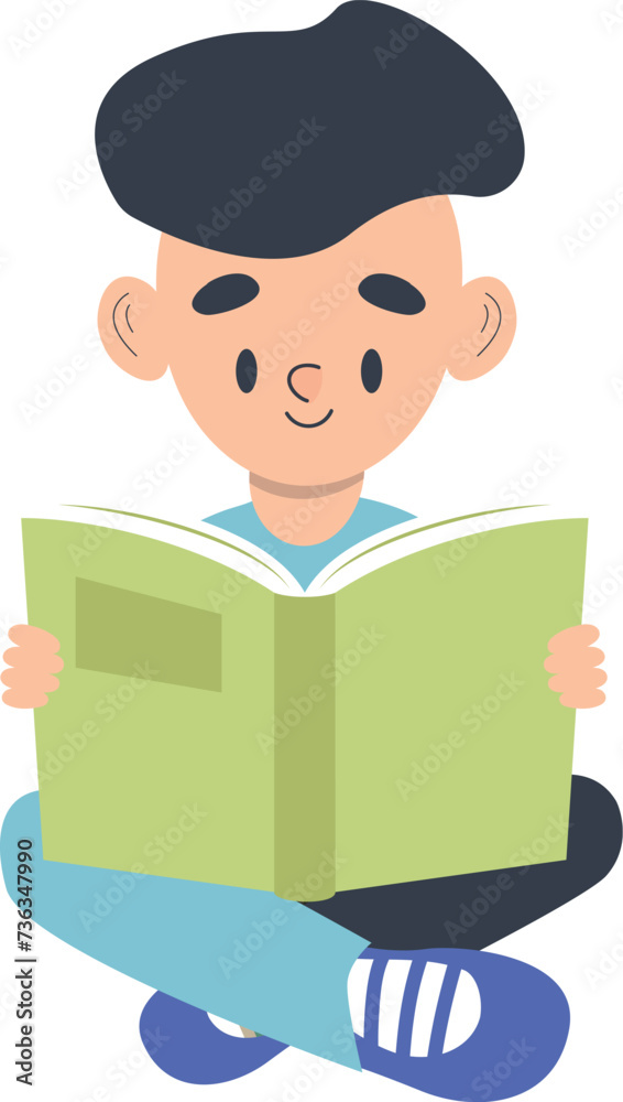 boy with his book illustration boy with his book illustration