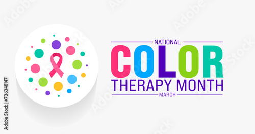 March is Color Therapy Month background template. Holiday concept. use to background, banner, placard, card, and poster design template with text inscription and standard color. vector illustration.