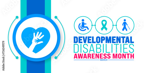 March is Developmental Disabilities Awareness Month background template. Holiday concept. use to background, banner, placard, card, and poster design template with text inscription and standard color.