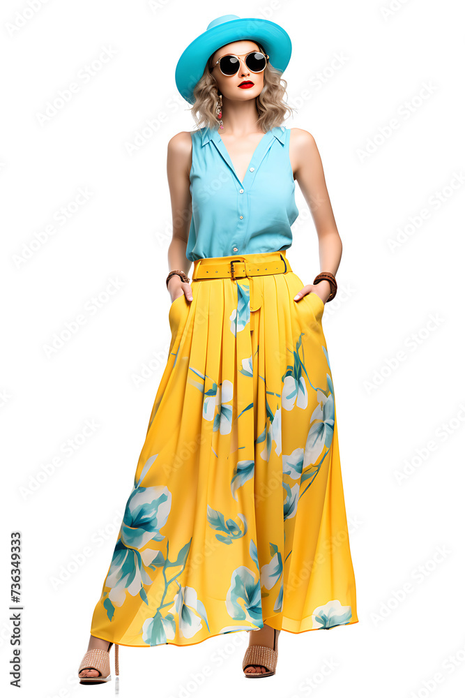 Summer women's fashion on transparent background PNG