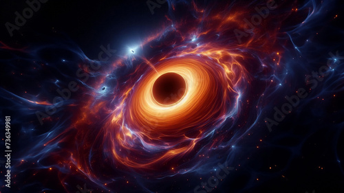 black hole in space  3d rendering  abstract cosmic background