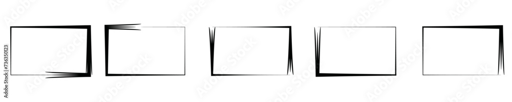 Grunge brush outline frames border set. Hand drawn sketch borders collection. Rectangle pencil frames border shape elements.