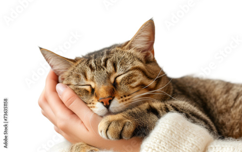 World Mental Health Day Comforting Therapy Cat On Transparent Background.