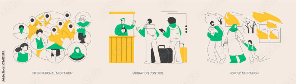 Leaving a country abstract concept vector illustrations.