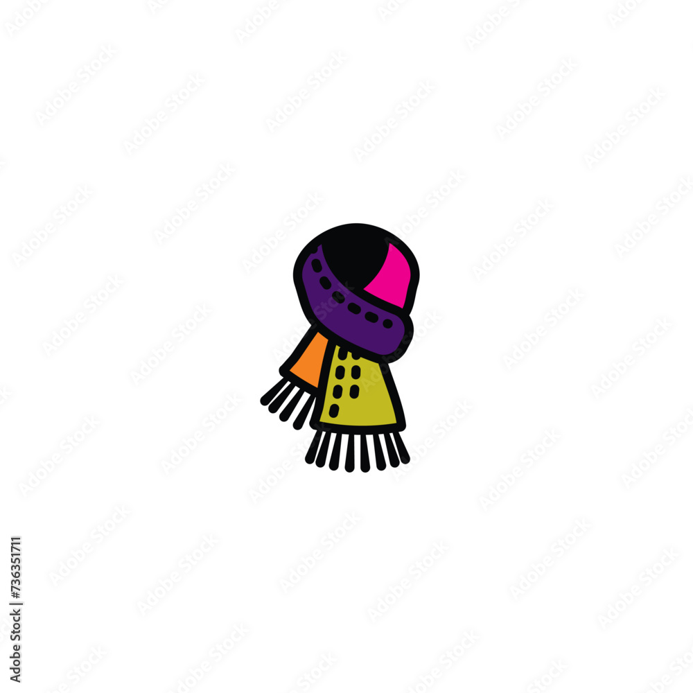 Obraz premium Original vector illustration. The icon of a knitted warm scarf.