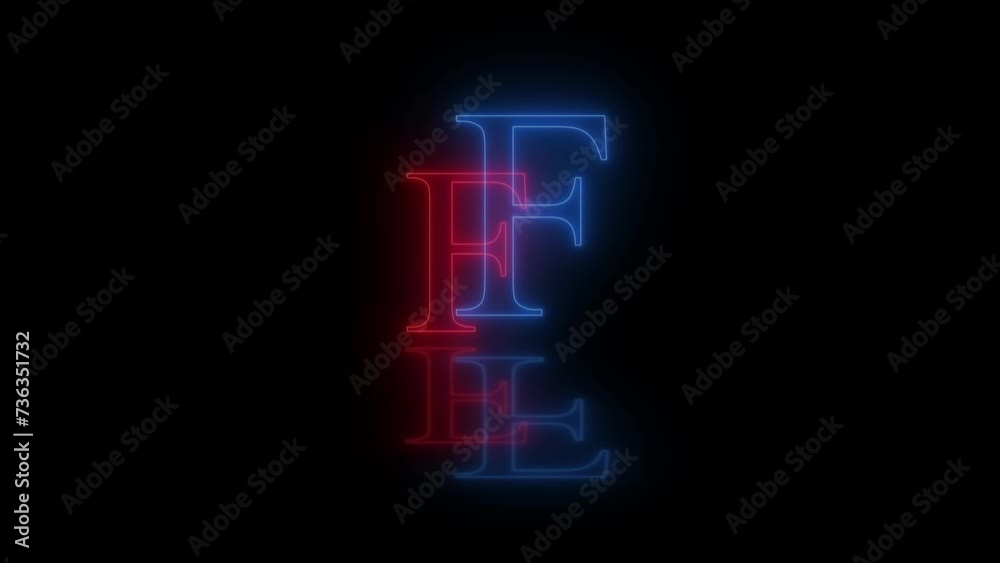 3d F letter neon blue red flicker and flashes animation in black background 3d F letter neon blue red flicker and flashes animation in black background