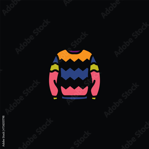 Original vector illustration. The icon of a warm knitted sweater with a pattern.