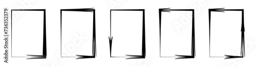 Grunge brush outline frames border set. Rectangle pencil frames border shape elements. Hand drawn sketch borders collection. photo
