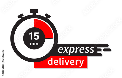 Express delivery fast shipping service vector illustration image with stopwatch in red color. Fast delivery icon for apps and website. Delivery concept. Flat design.