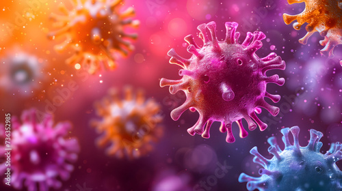 Vivid Microscopic View of Viruses - Medical Research and Health Concept © Bogdan