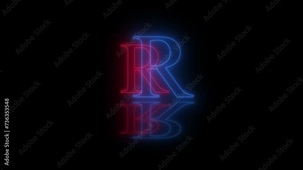 3d R letter neon blue red flicker and flashes animation in black background 3d R letter neon blue red flicker and flashes animation in black background