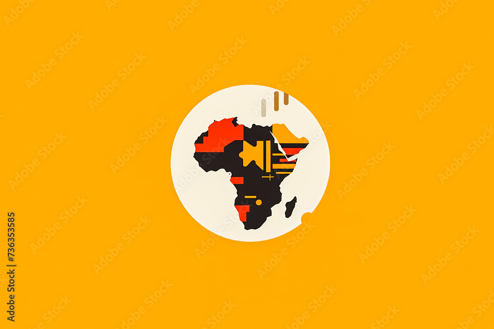 Africa with a patterned map adorned with ethnic striped motifs - obrazy, fototapety, plakaty 