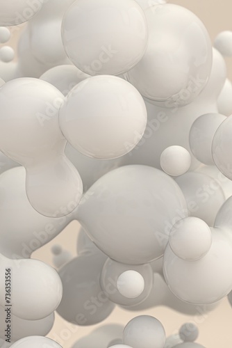 Abstract Liquid Spheres Floating 3D