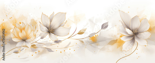 Watercolor floral background with magnolia flowers. Hand-drawn illustration.
