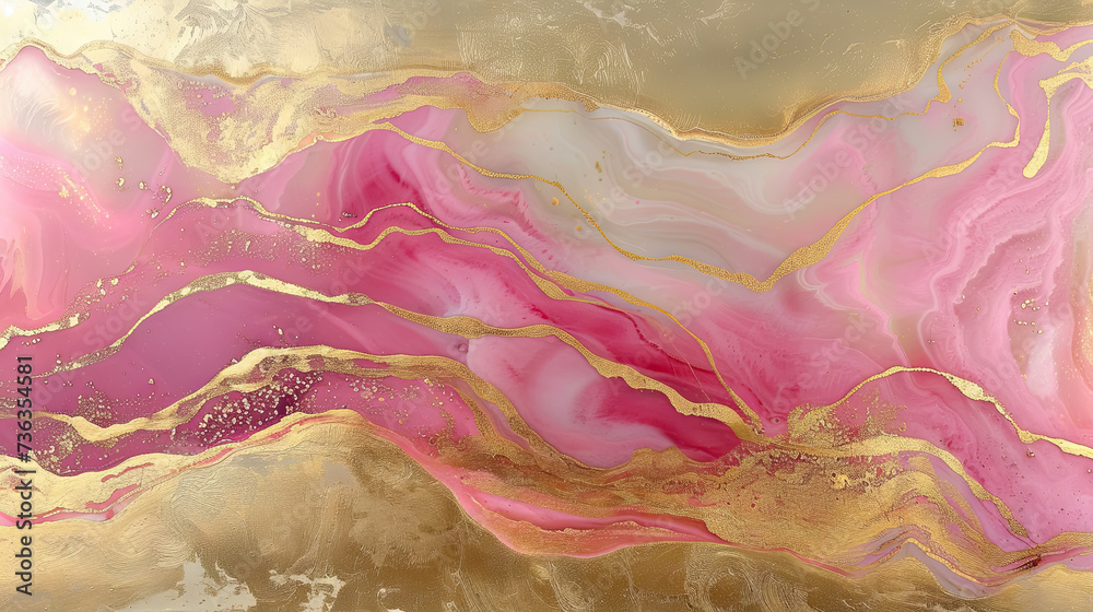 Pink gold marble abstract texture background - AI Generated