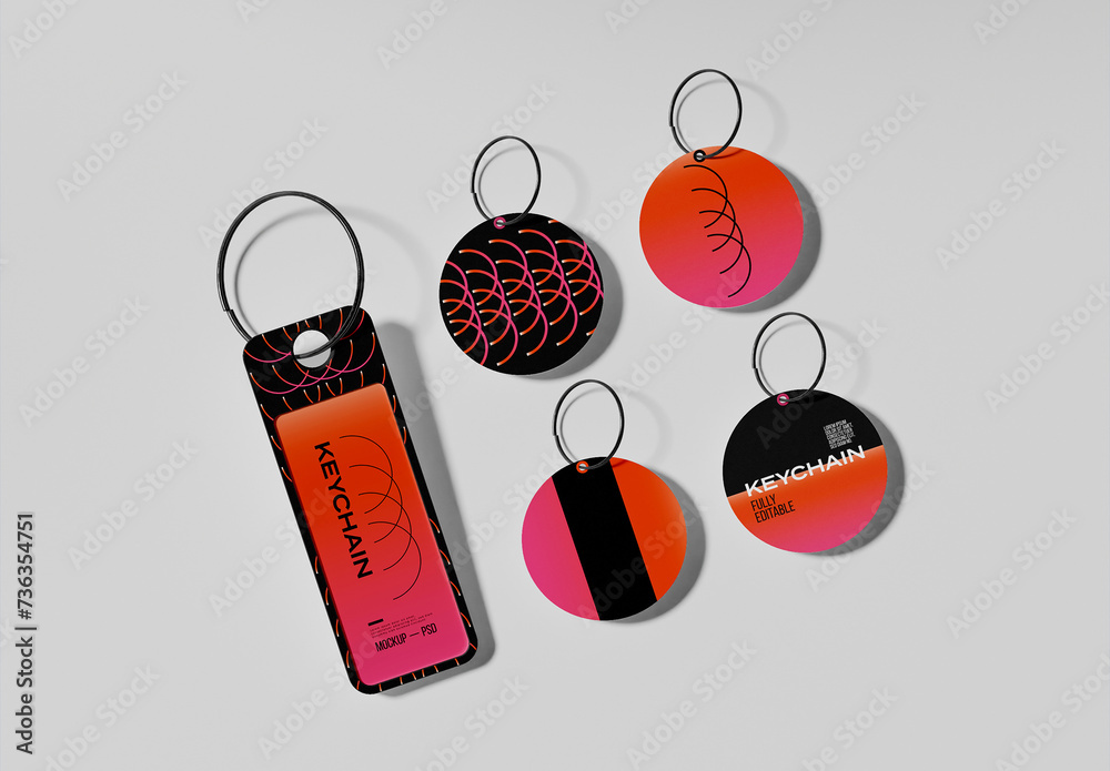 Different Models of Keychain Mockup Stock Template | Adobe Stock