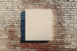 Mock up of blank canvas on loft brick wall background, copy space