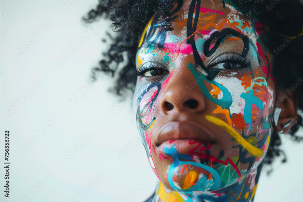Portrait of beautiful african american woman with creative make up