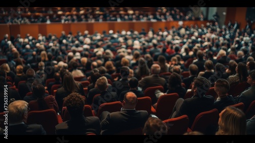 Blurred Audience Watching Live Theater Performance, Anonymous Crowd in Auditorium