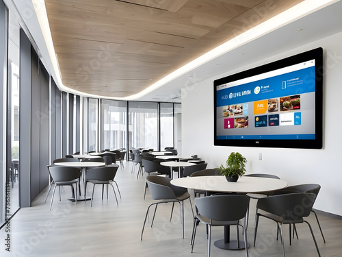 Digital Signage Corporate TV Meeting Room Office New Work Business Space Cafeteria design.
