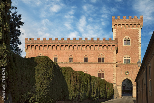 Bolgheri, Livorno, Tuscany, Italy. The ancient castle in the village made famous by a poem by Giosue Carducci photo
