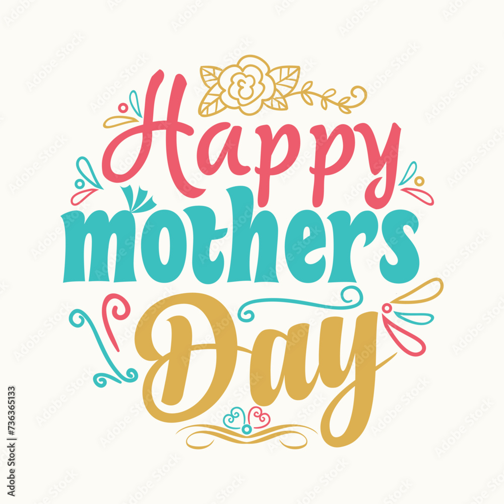 Happy mothers day for mom and son typography design