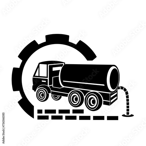 Vector illustration, logo, car icon for septic tank. Isolated on a white background.	
