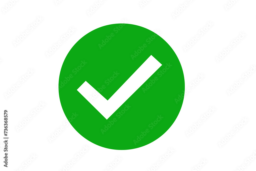 transparent Green check mark, green circle white tick symbols, checklist signs - obrazy, fototapety, plakaty 