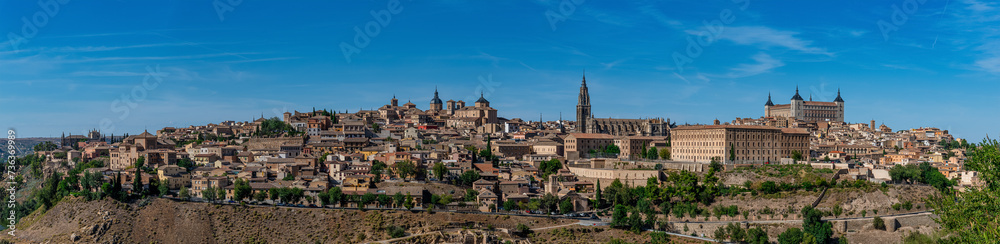 Panorama of the medieval city of Toledo. A UNESCO world heritage site in Spain.