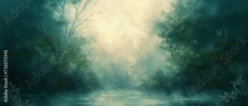 Artistic conception of beautiful landscape painting of nature of forest  background illustration  tender and dreamy design