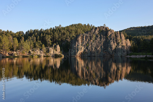 Reflection of Lenker Rock at Legion Lake in Custer State Park  Custer  South Dakota