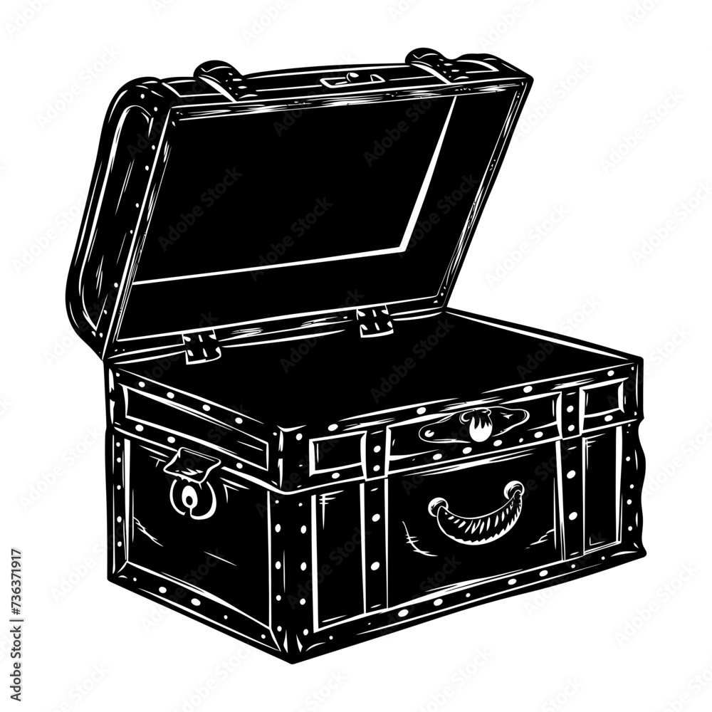 Silhouette Treasure Chest open black color only Silhouette Treasure Chest open black color only