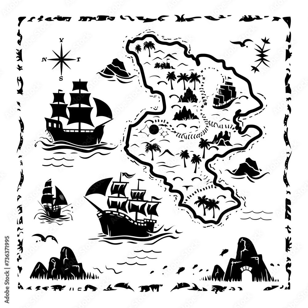 Silhouette Treasure Map black color only