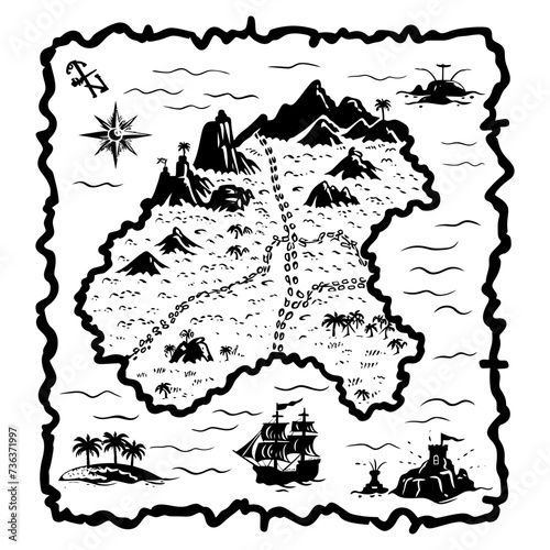 Silhouette Treasure Map black color only