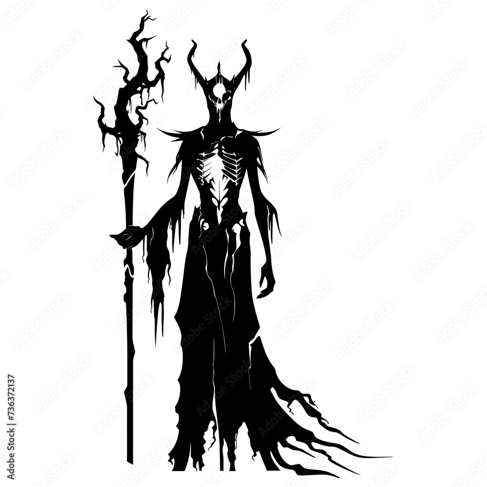 Silhouette undead lich black color only full body Silhouette undead lich black color only full body