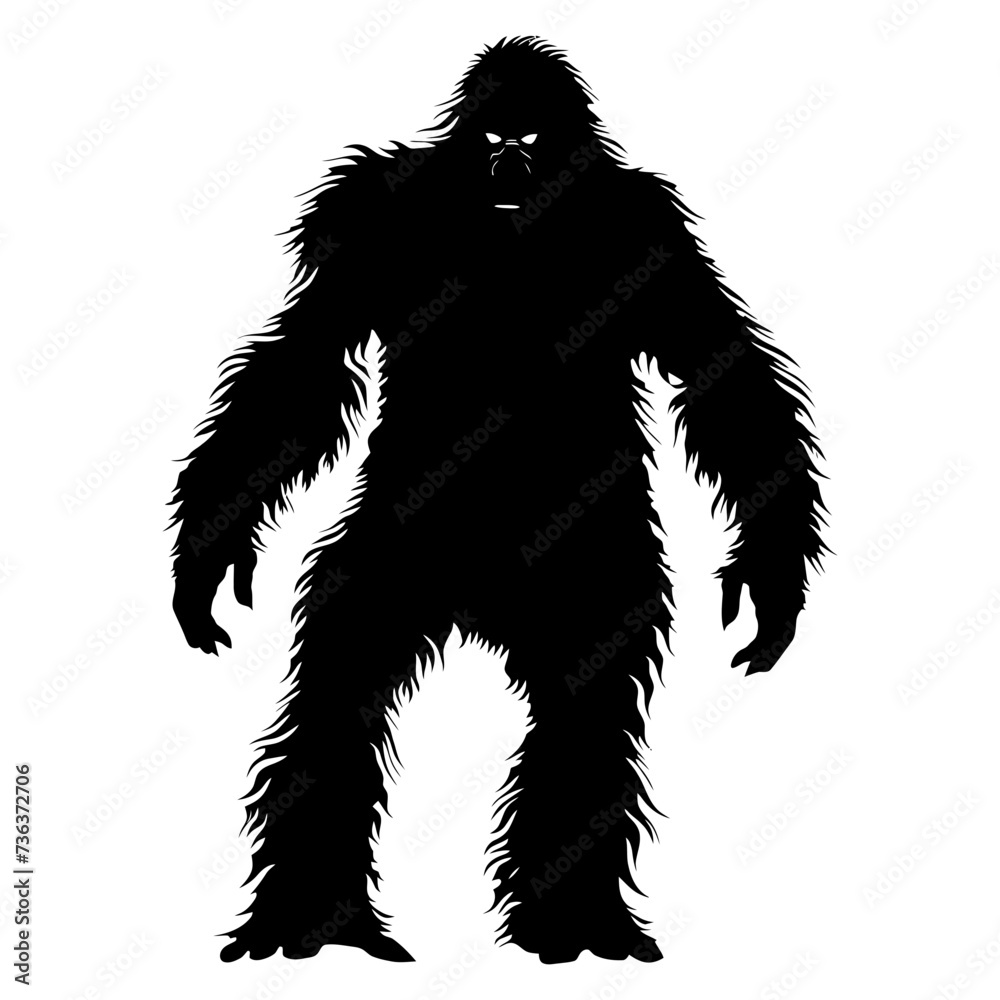 Silhouette Yeti the Mythical Creature ancient beast black color only Silhouette Yeti the Mythical Creature ancient beast black color only